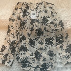 Love Women's Cream and Black Floral Blouse